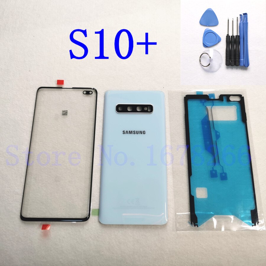 SAMSUNG Galaxy S10 Plus S10e S10 G970 G973 G975 G973F Front Touch Panel Outer Lens + Rear Battery Door Back Glass Housing Cover: S10 Plus white