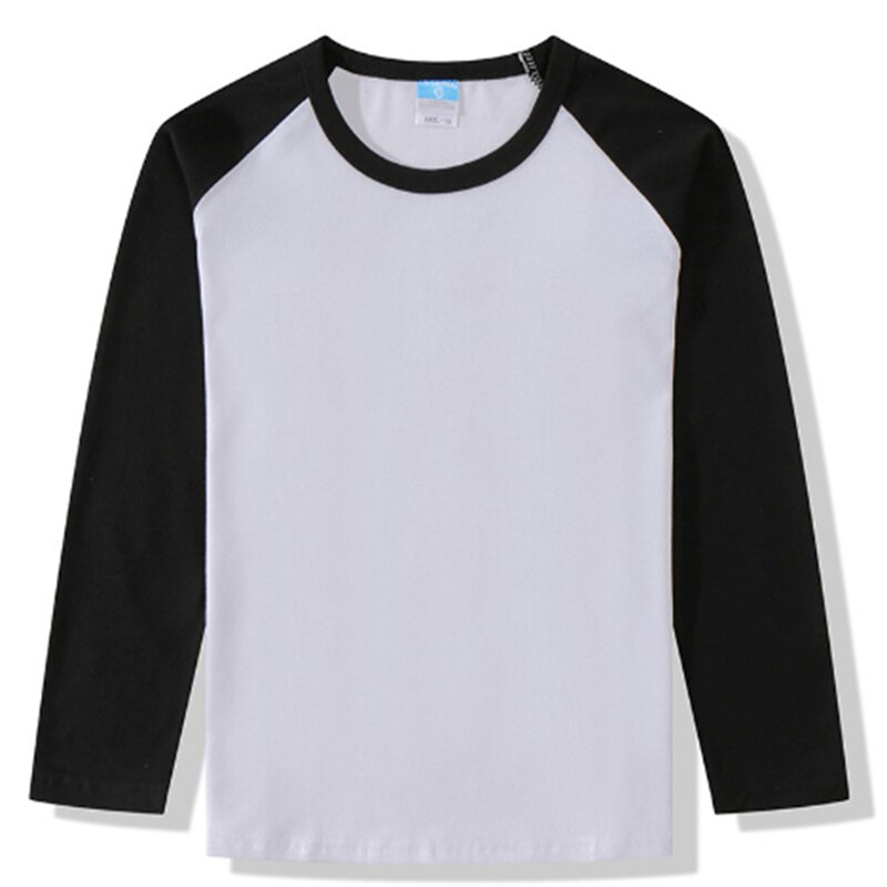 Lente Lange Mouwen T Shirts Tops Kids Jongens Meisjes Kinderen O Nek Patchwork Tees Tops Herfst Sweatshirt Shirts Mujer: black / S