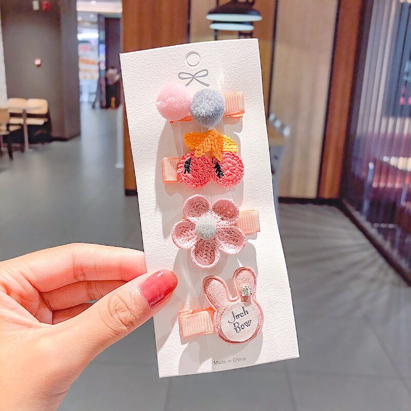 3Pcs Meisje Haarspelden Kinderen Cartoon Bloem Haarspelden Haarspeldjes Meisjes Mooie Kleuren Hair Clips Kids Baby Zoete Haaraccessoires: 04 4pcs