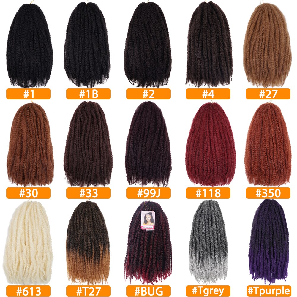 18 Inch Ombre Marley Braids Crochet Hair Crochet Braid Twist Box Afro Synthetic Jumbo Braiding Hair Extensions For Black Women