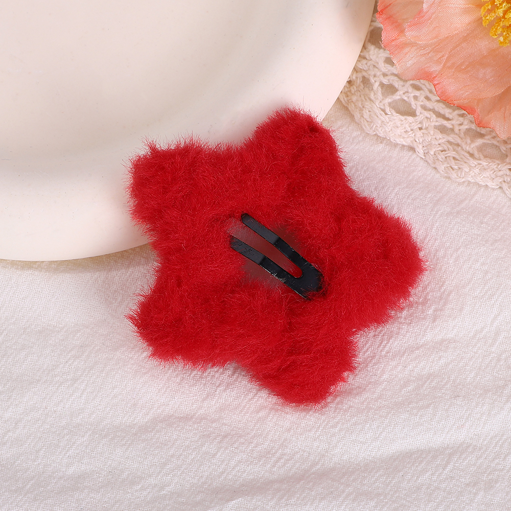 1/2/4 Uds. Pinzas para el cabello BB de estrella de felpa dulce para mujeres y niñas, horquillas con flequillo lateral esponjoso, pasadores, accesorios para el cabello Y2K