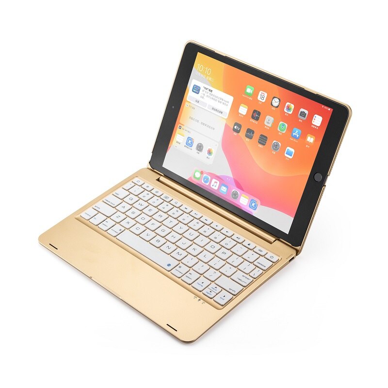 Abs Laptop Case Met Cover Beschermende Shell Smart Bluetooth Toetsenbord Voor Ipad 10.2 Inch & 10.5 Inch F102B: Gold