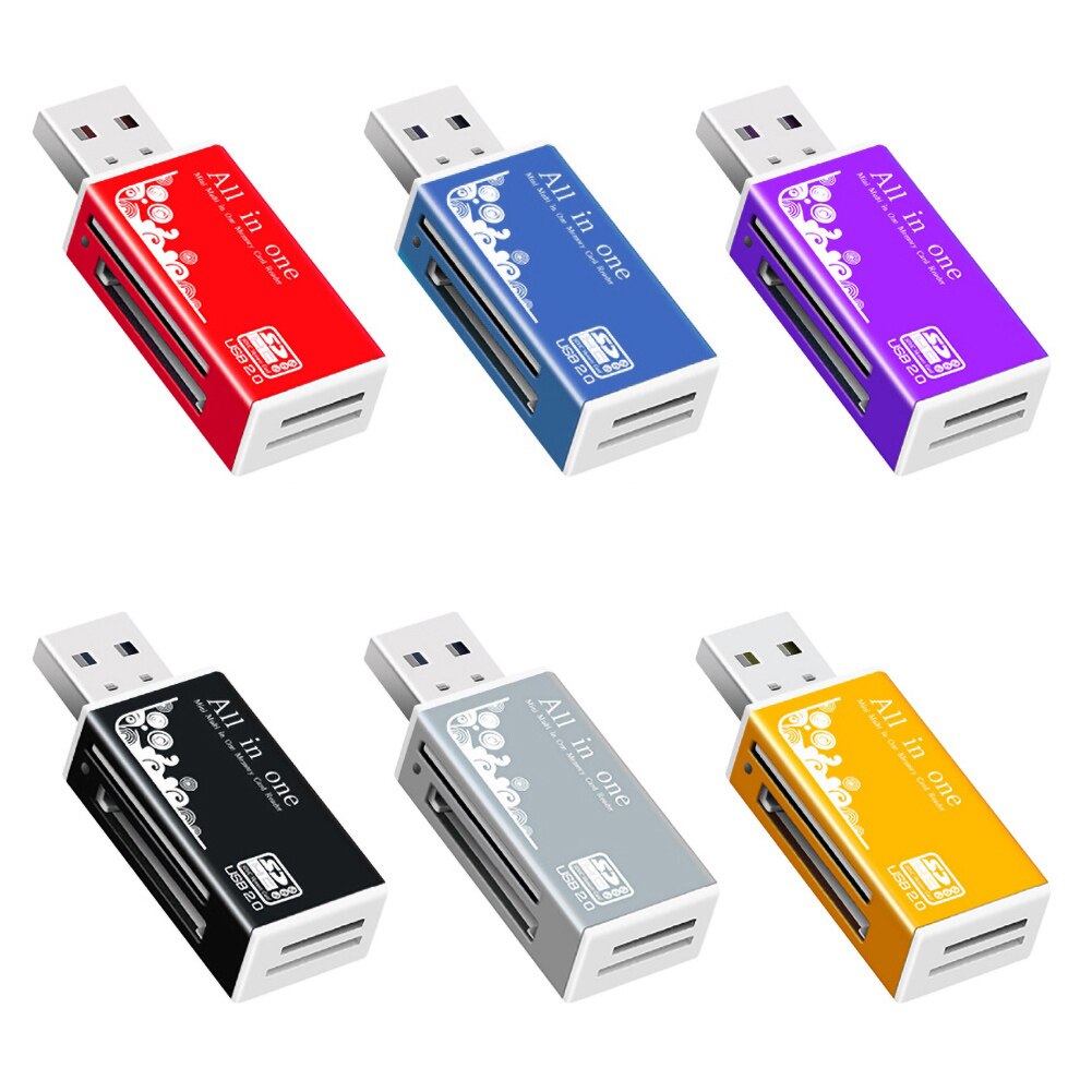 Multilector de tarjetas de memoria USB 2,0, 4 en 1, Accesorios para ordenador portátil SD/SDHC/Mini SD/MMC/TF/MS/SD Ultra/RS-MMC/HS-MMC/MS Pro