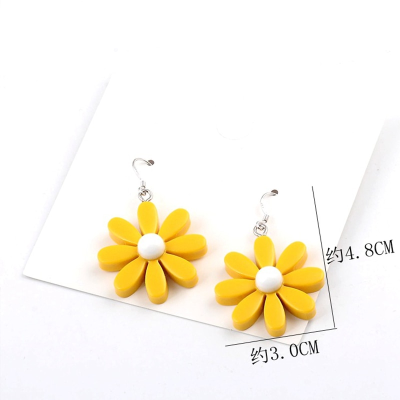 Koreaanse Stijl Daisy Bloem Oorbellen Leuke Acryl Zonnebloem Oorbellen Dangle Voor Vrouwen Meisjes Mooie Zomer Sieraden Brincos