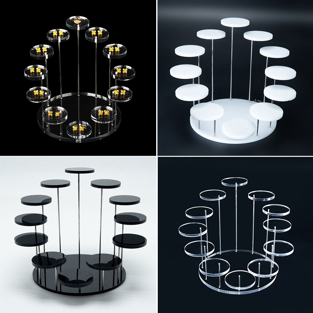 12 bakke flerlags akryl smykker ring display stativ vedhæng show rack органайзер органайзер для хранения полка