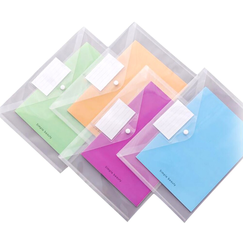 10Pcs A4 Bestand Transparante Plastic Snap Bind Button Sluiting Map Filing Producten Briefpapier Pouch Kantoor School Document Zak