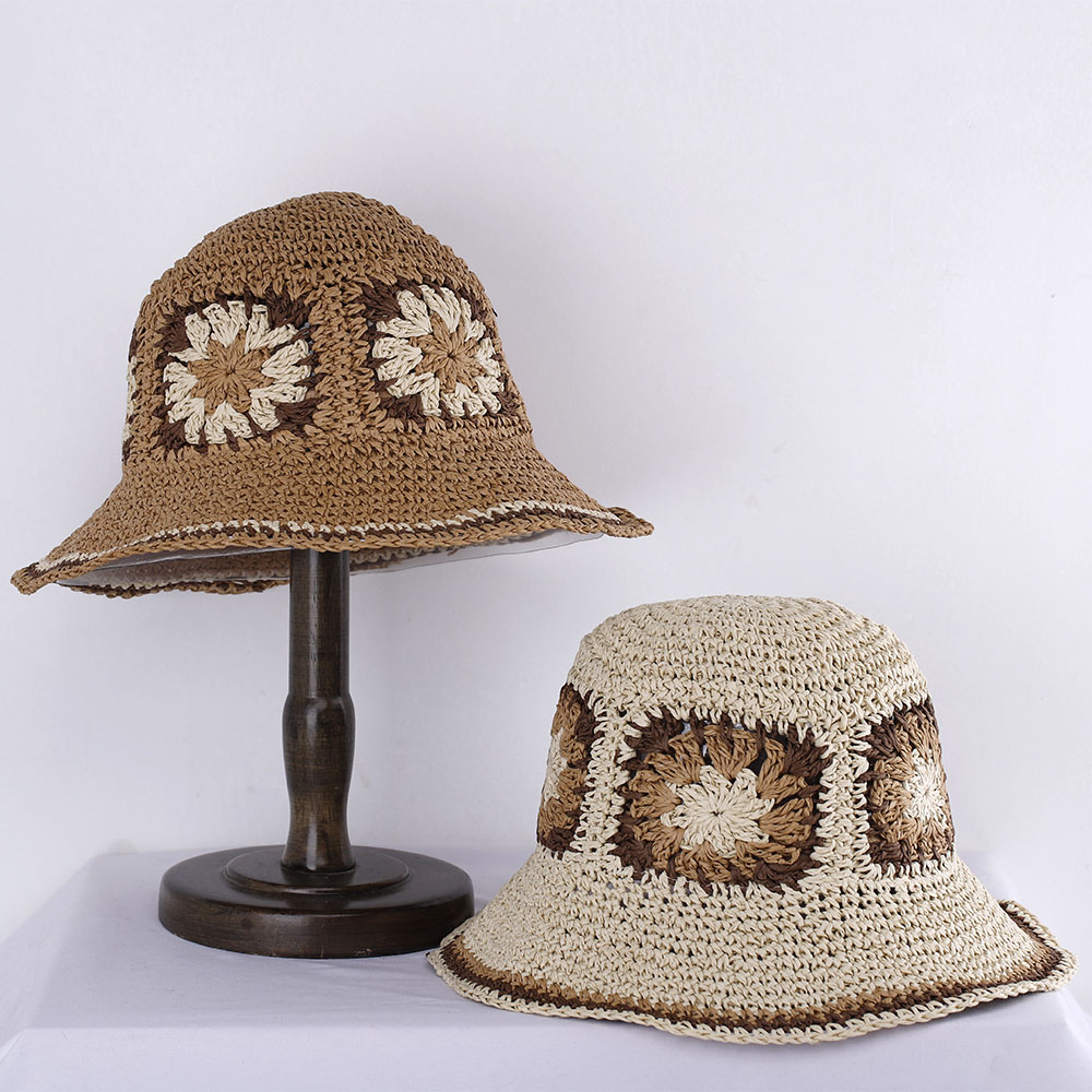 Chapeaux de paille pour femmes ajourés chapeau au crochet chapeau seau Protection UV pare-soleil chapeau de plage femmes visières dames chapeau femmes chapeau d'été casquette