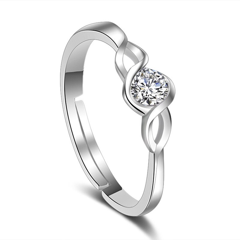 Zilveren-Kleur Ringen Voor Vrouwen Maat Verstelbaar Aaa Zirkoon Trouwringen Voor Lover 'S Jewelry