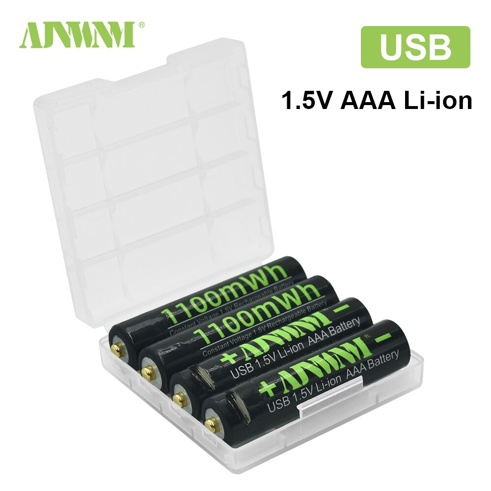 AJNWNM 1100mWh 1.5V AAA Lithium Rechargeable USB Battery AAA 1.5V Li-ion Battery For Remote control Wireless mouse aaa battery