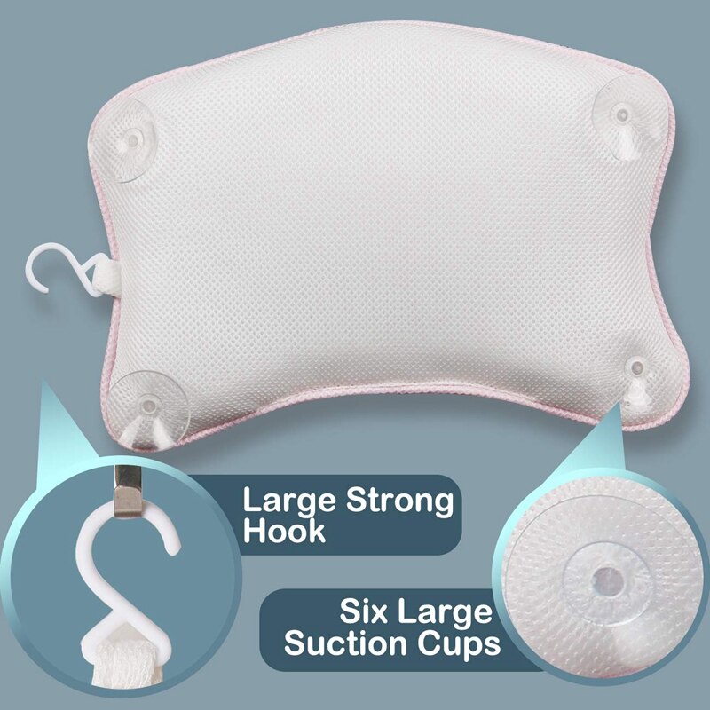 Luxe Spa Bad Kussen Voor Bad, Bad Kussen Voor Nek, hoofd En Schouder Ondersteuning Met Zuignappen
