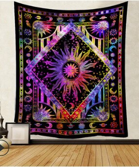 Gobeläng konst vägghängande mandala mönster filt gobeläng multifunktion heminredningsmatta picknick filt 95 x 73cm: 9