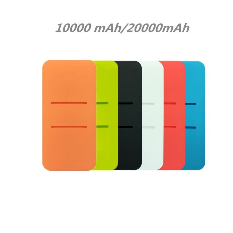 Capa de silicone protetora de energia, carregador acessório para xiaomi mi 2 10000/20000mah duplo usb de energia, capa de silicone protetora