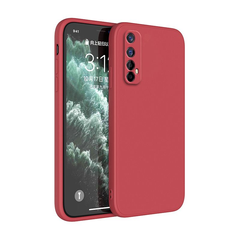 Coque souple originale pour OPPO Realme 7, Protection d'appareil photo carrée en Silicone liquide Realme7 5G, housse antichoc classique de luxe Fundas: Microfibre / Ivoire