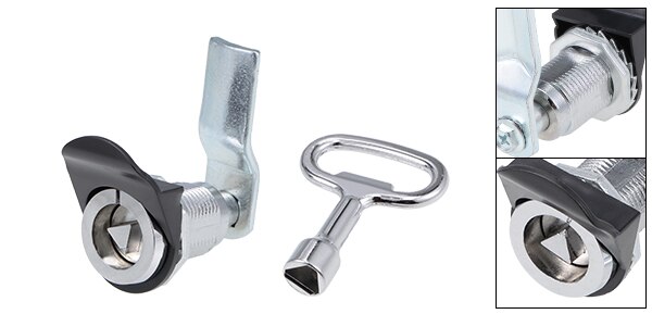uxcell 1/2/4pcs Triangle Cam Lock 22mm Cylinder Dia. 49mm Long Cam Keyed Alike Silver Tone/Black Zinc Alloy Chrome Plated: Silver 1 Pack