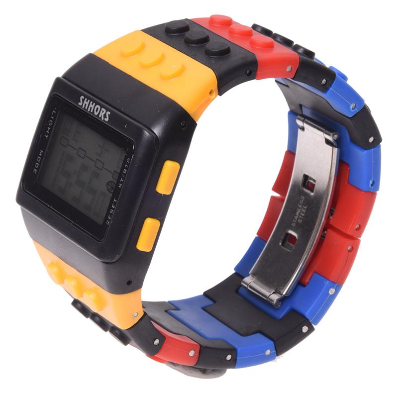 Regenboog Rubber Lcd Digitale Alarm Heren Dames Zwart Case Sport Horloge LED096