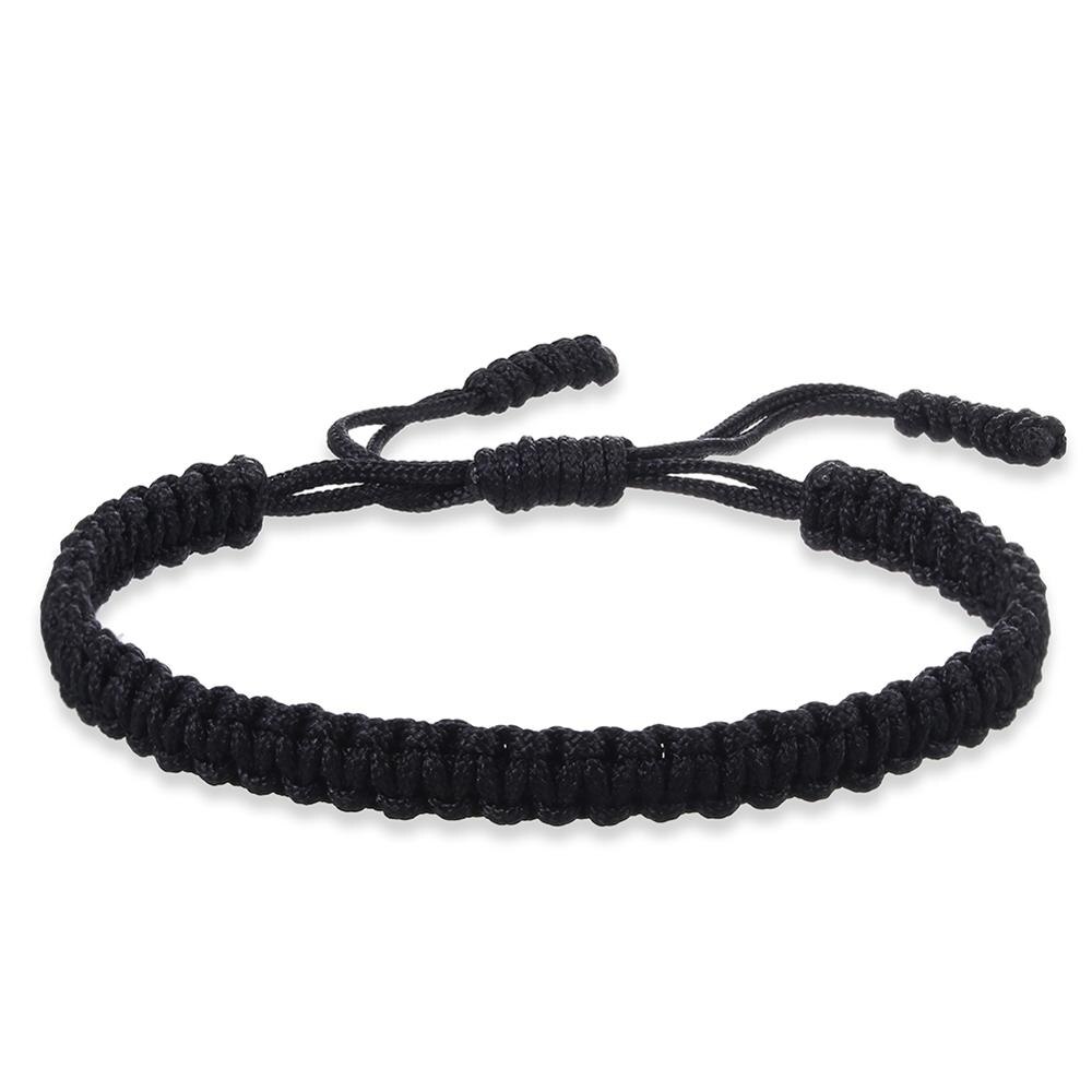 Handmade Tibetan Buddhist Lucky Rope Bracelets Bangles Black &amp; Red Thread Adjustable Knots Bracelet for Women Men Wrist Jewelry: Black