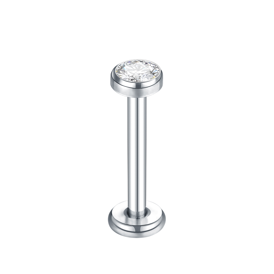 Piercing de titanio G23, barra de labio de Labret de hilo interno, gema gótica CZ, pendiente de lóbulo de oreja de cartílago, joyería para el cuerpo Punk, 1 ud.: Oro / Pistola negra plateada