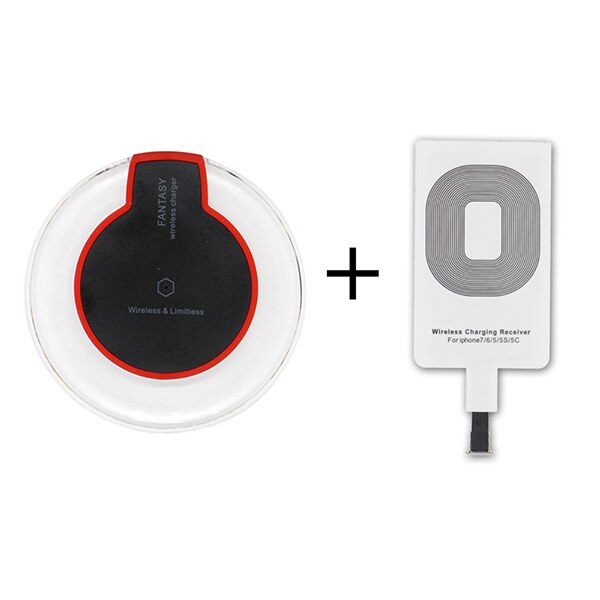 Juego de carga inalámbrica Qi, transmisor, cargador, adaptador, receptor, micro USB tipo C, para Iphone, Xiaomi, Huawei: Black