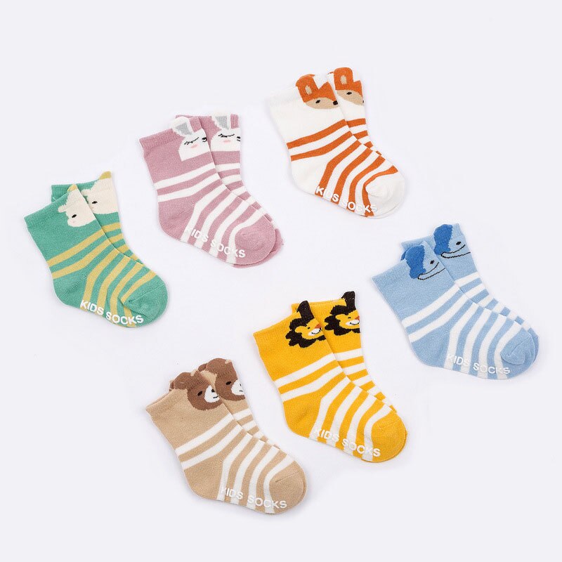 Nette Karikatur Baby Socken Für Neugeborene Streifen Baby Mädchen Jungen Socken Baumwolle Kleinkind Kleinkind Anti Unterhose Boden freundlicher Socken