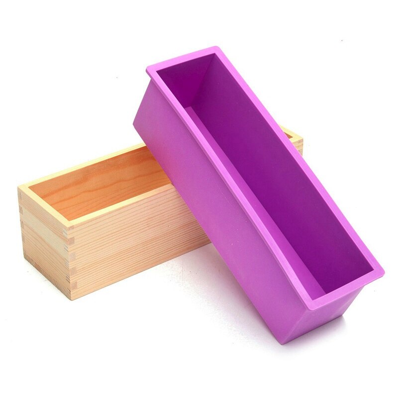 1 Uds. Molde de jabón rectangular con caja de madera cortador de jabón de acero cuboide moldes para hacer jabones artesanales y 1 Uds jabón hecho a mano para cortar