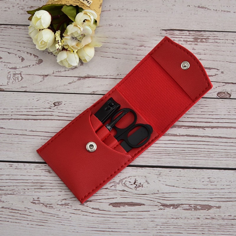 4 pièces/ensemble Cuir Coupe-ongles Noir Orteil Coupe-ongles Coupe Ongles Machine Tondeuse