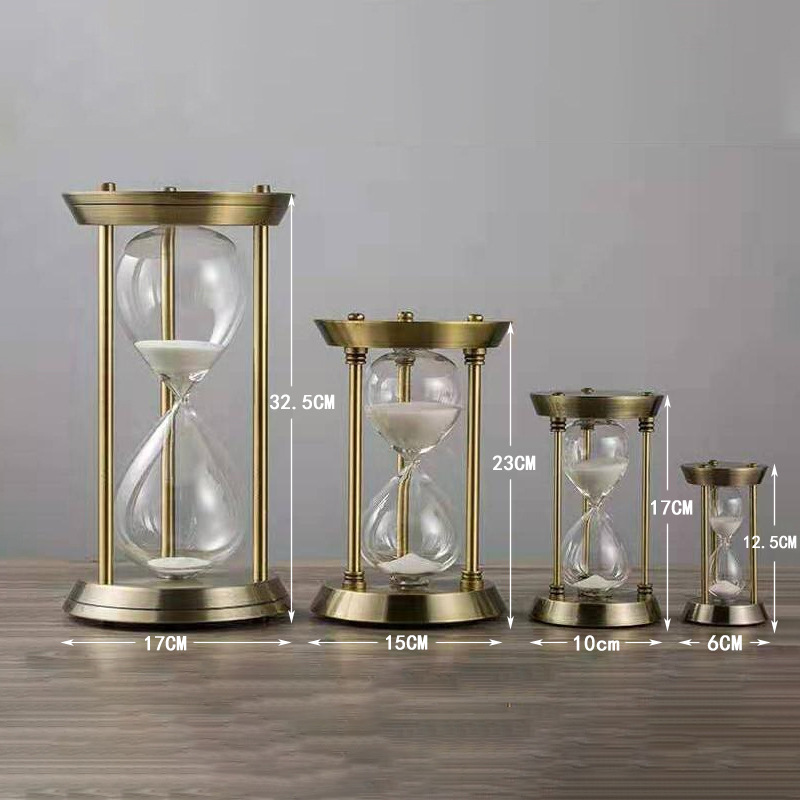Drei-Säulen-Ornament, High-End-Timer, Sanduhr, Mini-Countdown-Timer, Glas-Timer, Zeit kleine Sanduhr aus Metall