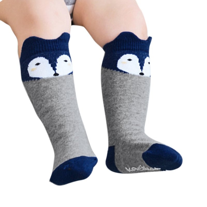 Newborn Kids Girl Boy Animal Pattern Anti-slip Knee High Socks Baby Socks