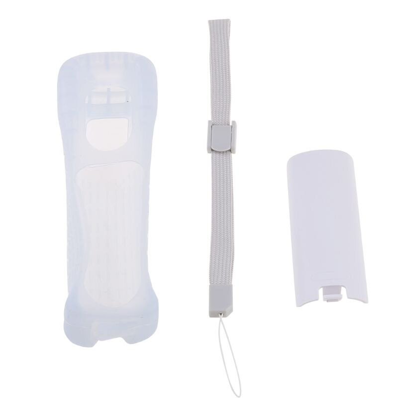 Funda protectora de silicona, carcasa trasera para batería, correa de mano, Kit de repuesto para Nintendo WII mando a distancia
