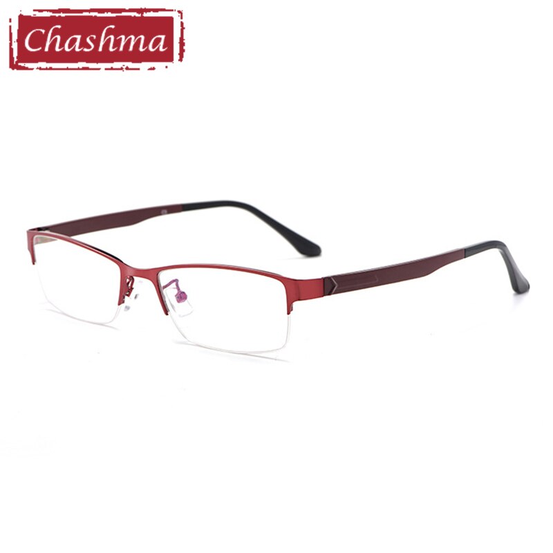 Chashma damesbril op sterkte, stijlvolle optische bril met half montuur voor vrouwen: Rood