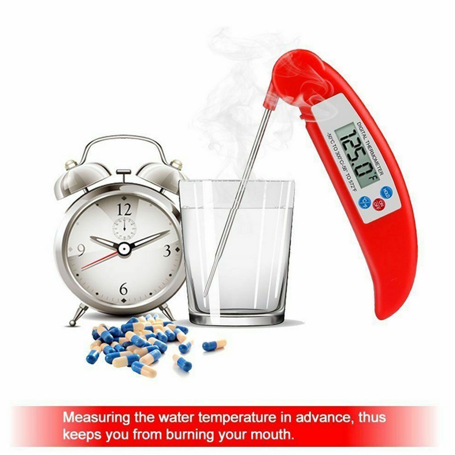 Portable Instant Read Digital Food Meat Grill BBQ Food Cooking Thermometer with Foldable Probe for Home Kitchen Tools