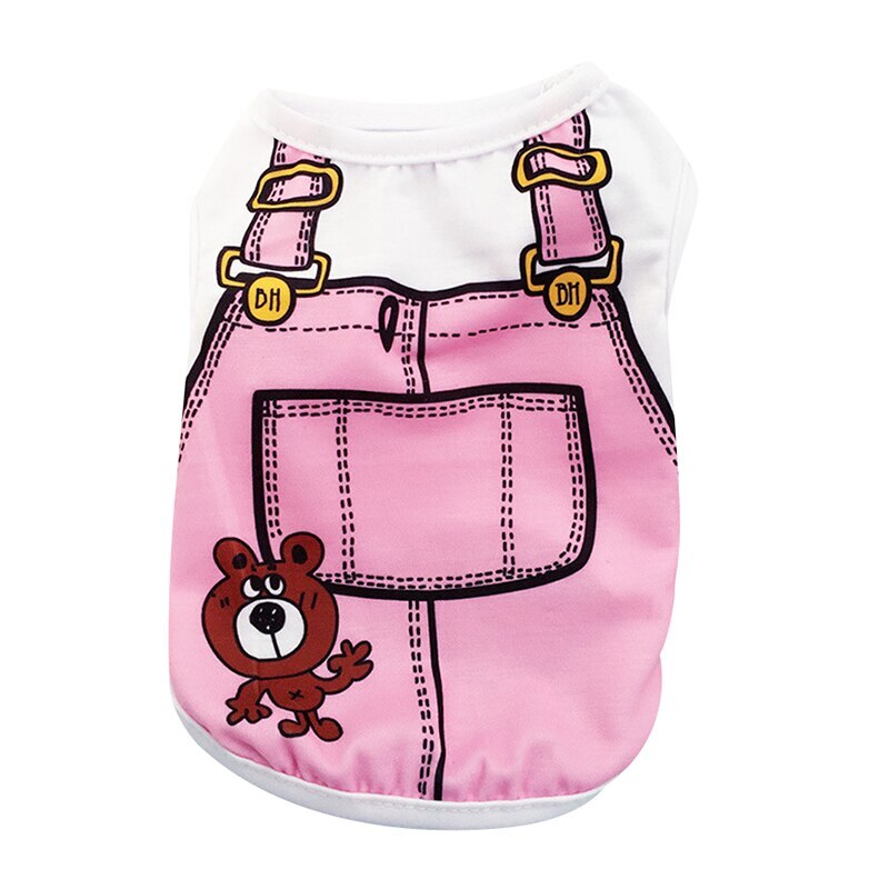(XS-XXL) Summer Dog Clothes Perros Vest Pet Imitating Overalls Mascotas Cloth For Dogs Pets Clothing Cartoon French Bulldog ^o^: Pink / XXL