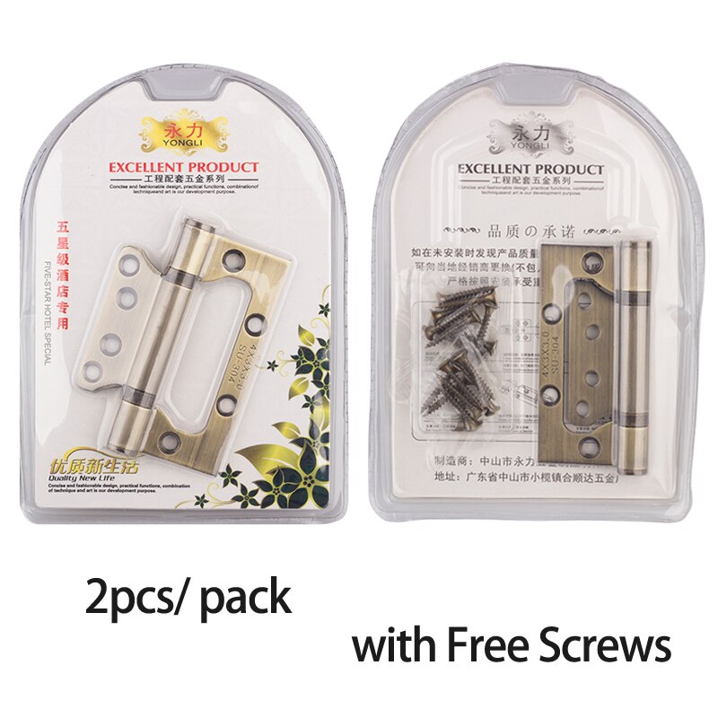 brushed nickel and bronze color stainless steel 4" Heavy Duty house Door Hinge open 270 degree Hinge with screws