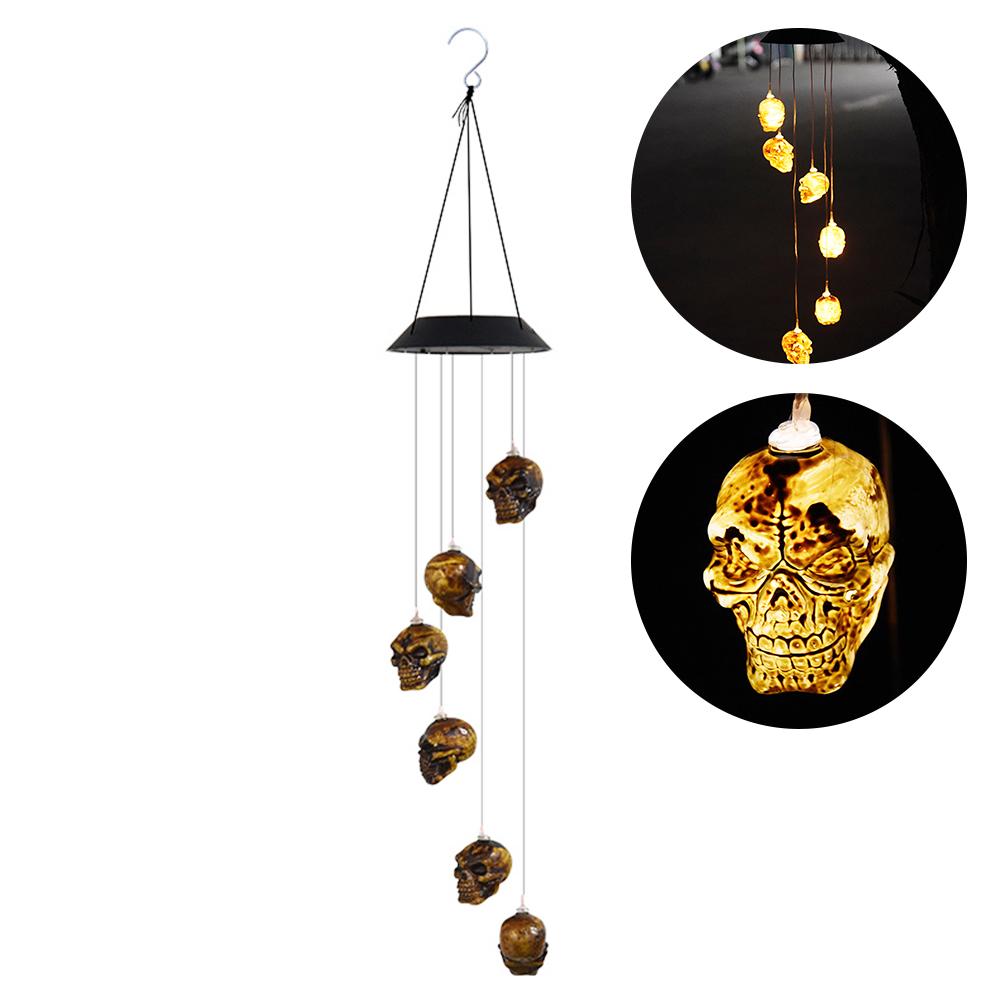 Solar Schedel Wind Chime Led Licht Halloween Skelet Hoofd Wind Chime