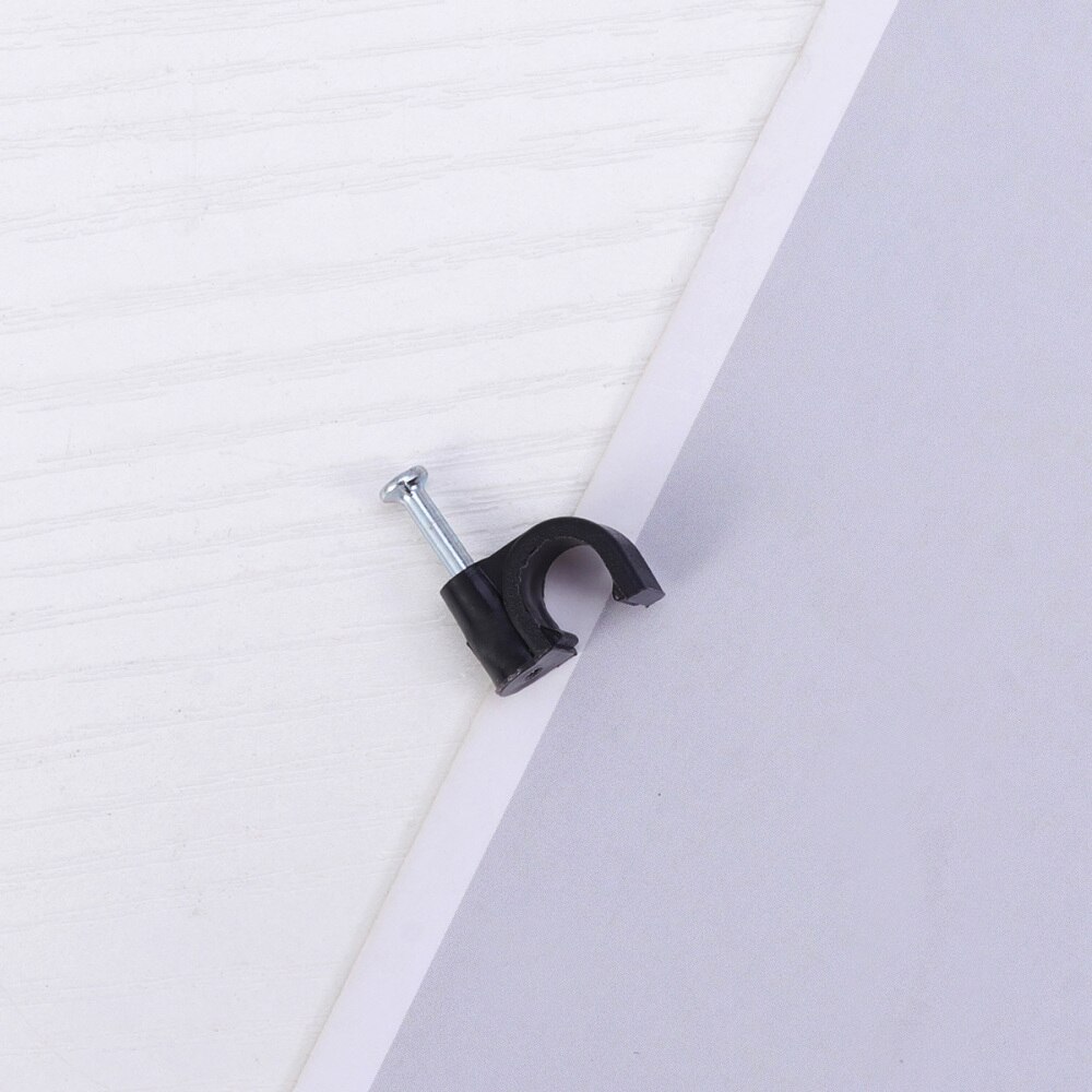 100pcs 4mm Cable Clip Wire Cord Fastener Telephone Line Tie Fixer Organizer Wall Clamp (Black)