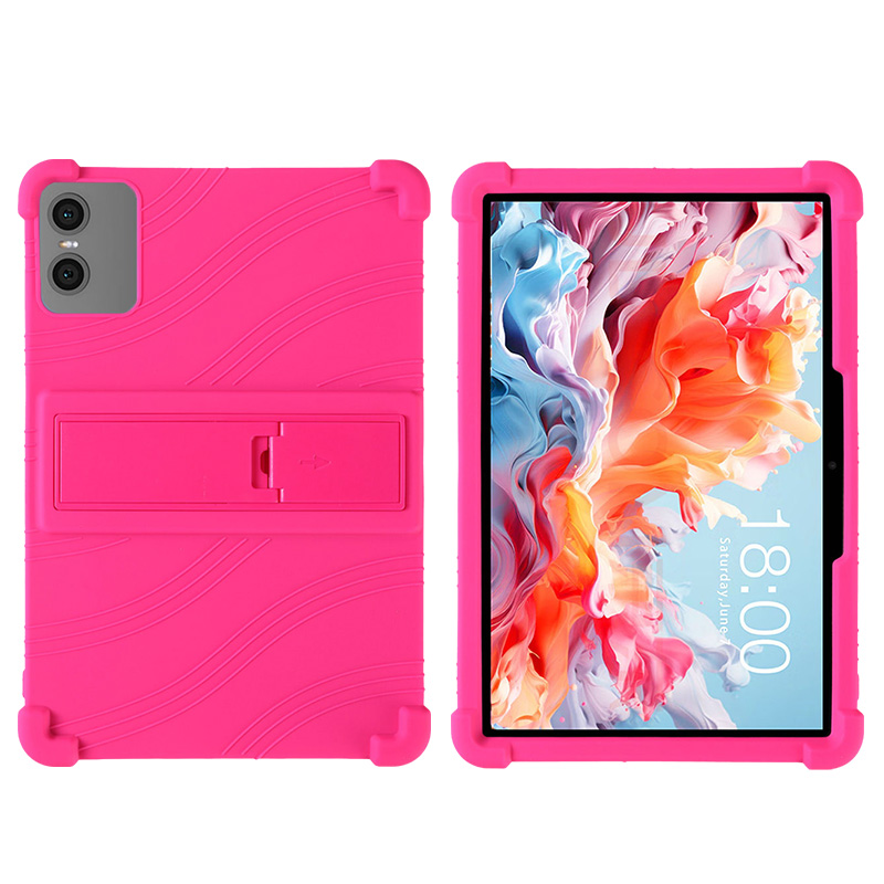 For Teclast P30T P30 Tablet 10.1 Inch Kickstand Coat Shockproof Cover Tablet Case Android 14 Soft Silicon Stand Protective Shell: Hot Pink