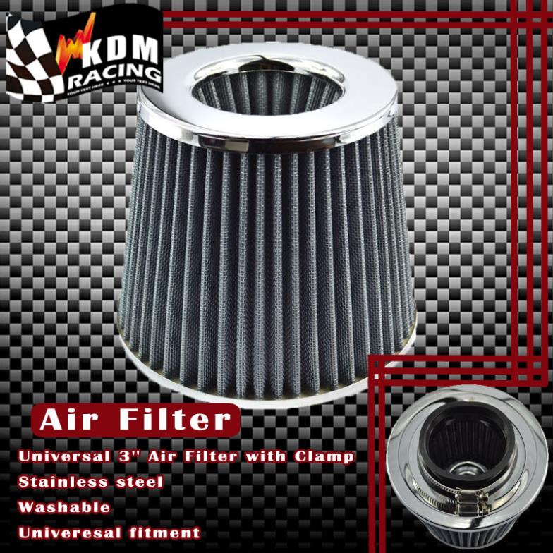Universal 3'' Inch Car Filter Air 76mm Car Air Filter High Flow Intake Cold Air Turbo Air Cleaner Red Blue Silver Carbon Fiber