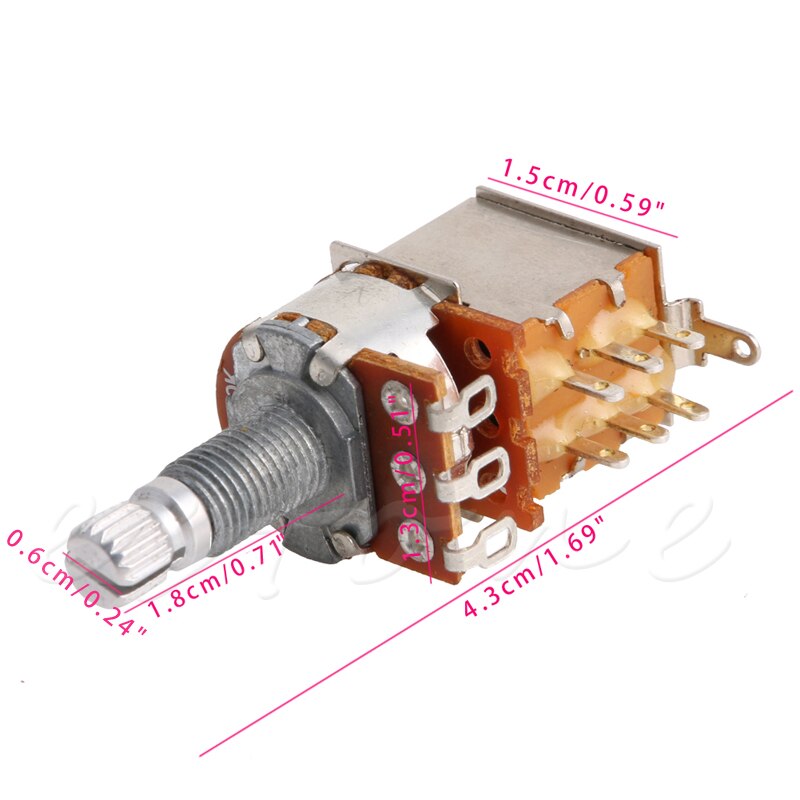 A500K Potentiometer Push Pull Switch Splined DPDT Pot Shaft18mm Electric Guitar Tone Volume Parts Guitar Parts &amp; Accessories