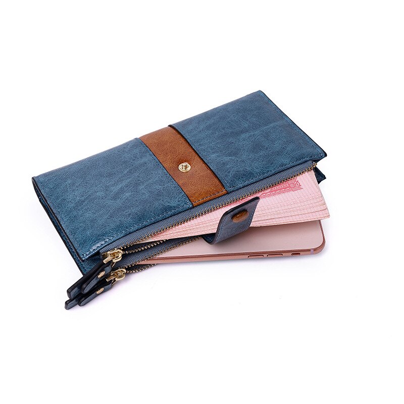 Carteira de couro longo das mulheres grande capacidade telefone procket titular do cartão carteiras bolsa feminina embreagem zíper marca designer bolsas
