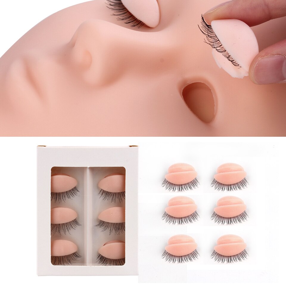 THINKSHOW práctica extensión de pestañas cabeza de maniquí con párpados maniquí rosa/Natural/marrón cabeza de entrenamiento herramientas de maquillaje