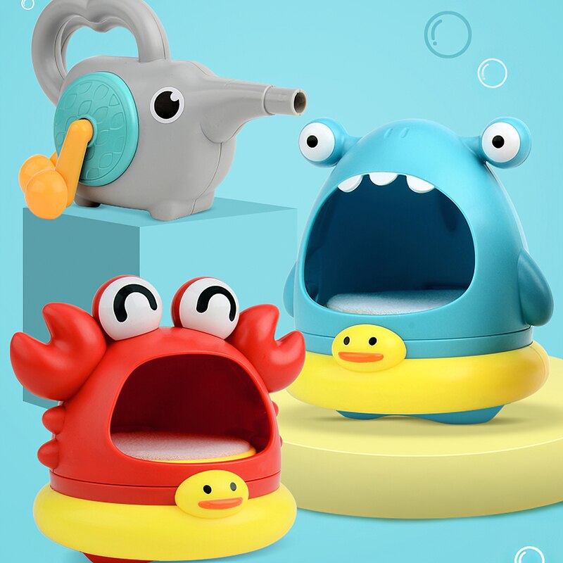 Outdoor Blazen Bubble Leuke Cartoon Haai En Krab Zwemmen Bad Zeep Machine Speelgoed Voor Kinderen Baby Bathing Grappige Speelgoed