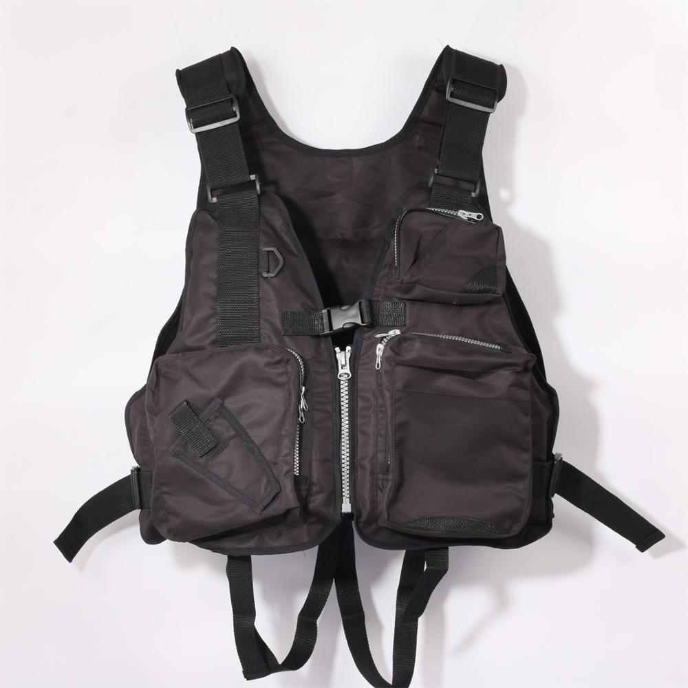 Adulte gilet de sauvetage solide réglable étanche aide à la flottabilité Nylon gilets de pêche voile pêche Kayak gilet de sauvetage unisexe X167G: deep gray