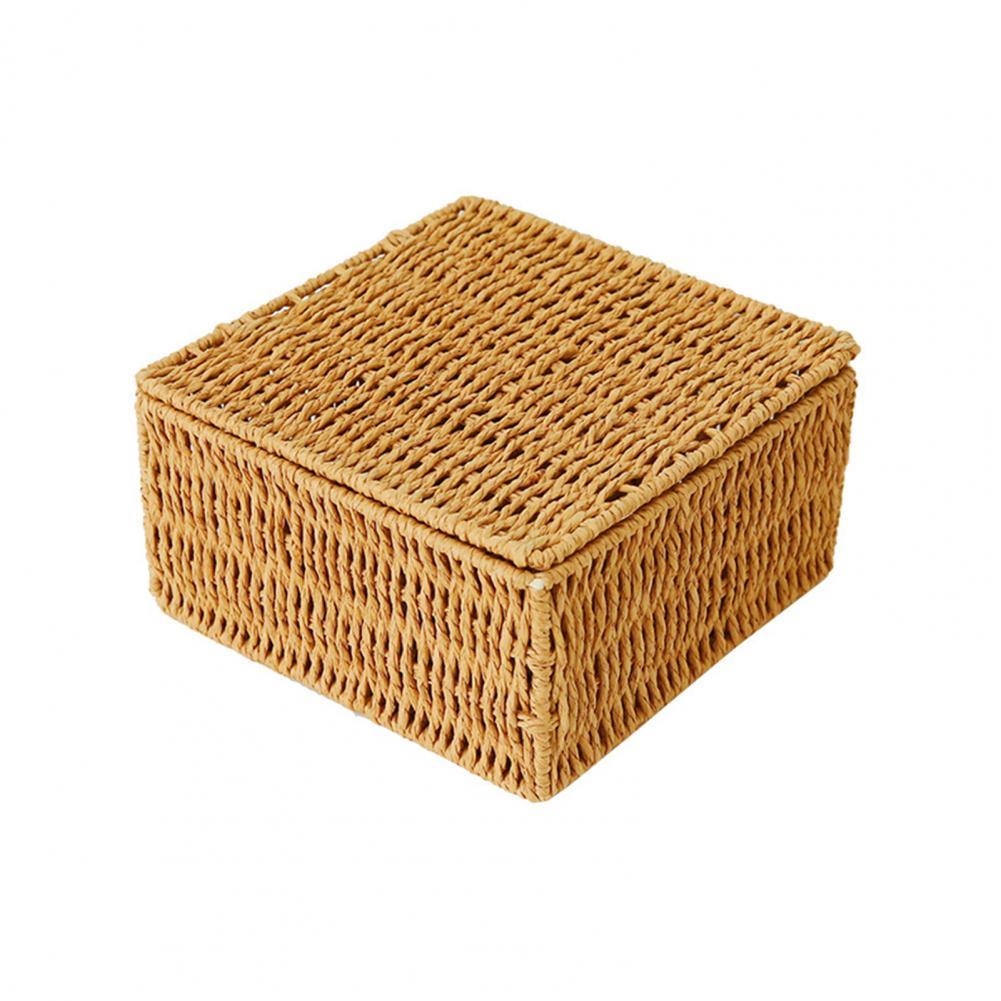 Storage Box Multi-purpose Storage Basket Organizer Anti-rust Reusable Storage Beautiful Rattan Case for Office Storage Box