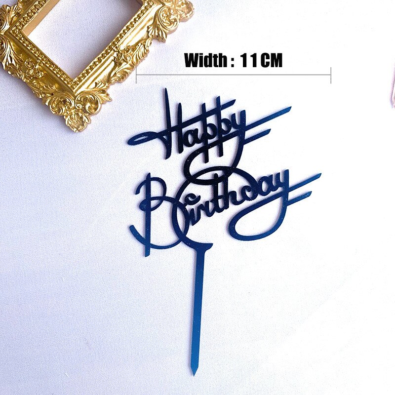 New1PC Happy Birthday Acrylic Letter Cake Topper Baking Cake Insert Decorating Supplies Birthday Party Cake Decorations Supplies
