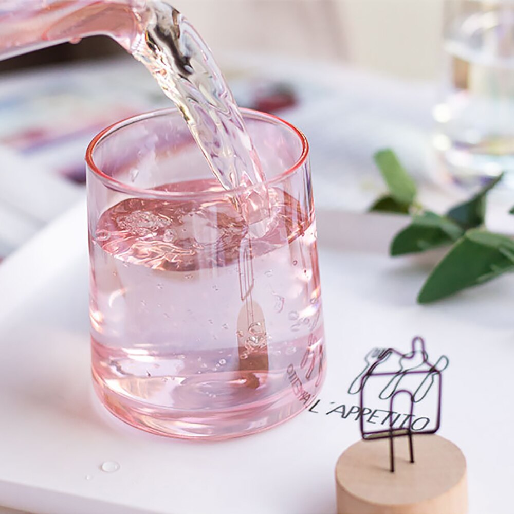 Blei-freies Glas Becher Kreative Regenbogen Bernstein Grau Rosa Farbe transparent Saft Cocktail Getränke Wein Gläser für Freunde