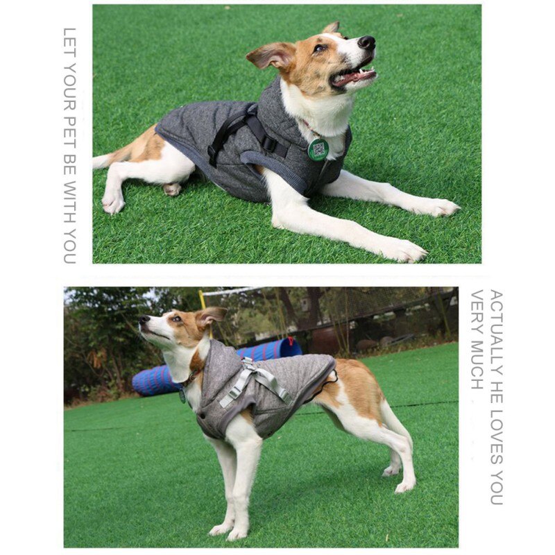 Pet Dog Jacket Vest Harness Winter Dog Clothes Soft Breathable Adjustable Buckle Velvet Padded Dog Chest Back Vests Cotton Coats