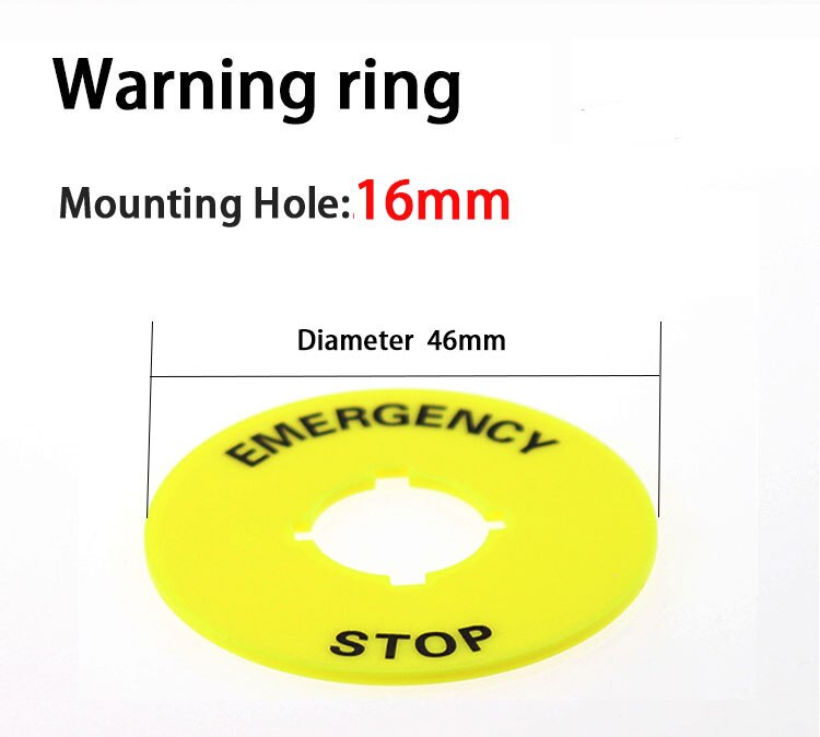 Mounting hole 22mm emergency stop button warning ring 16MM quick stop button switch warning ring sign: Diameter 46mm