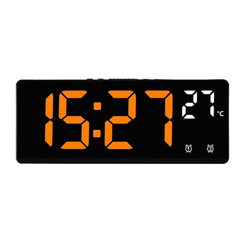 Reloj despertador LED inteligente activado por voz con alarmas duales, modo nocturno y pantalla de temperatura para dormitorio o escritorio: YELLOW