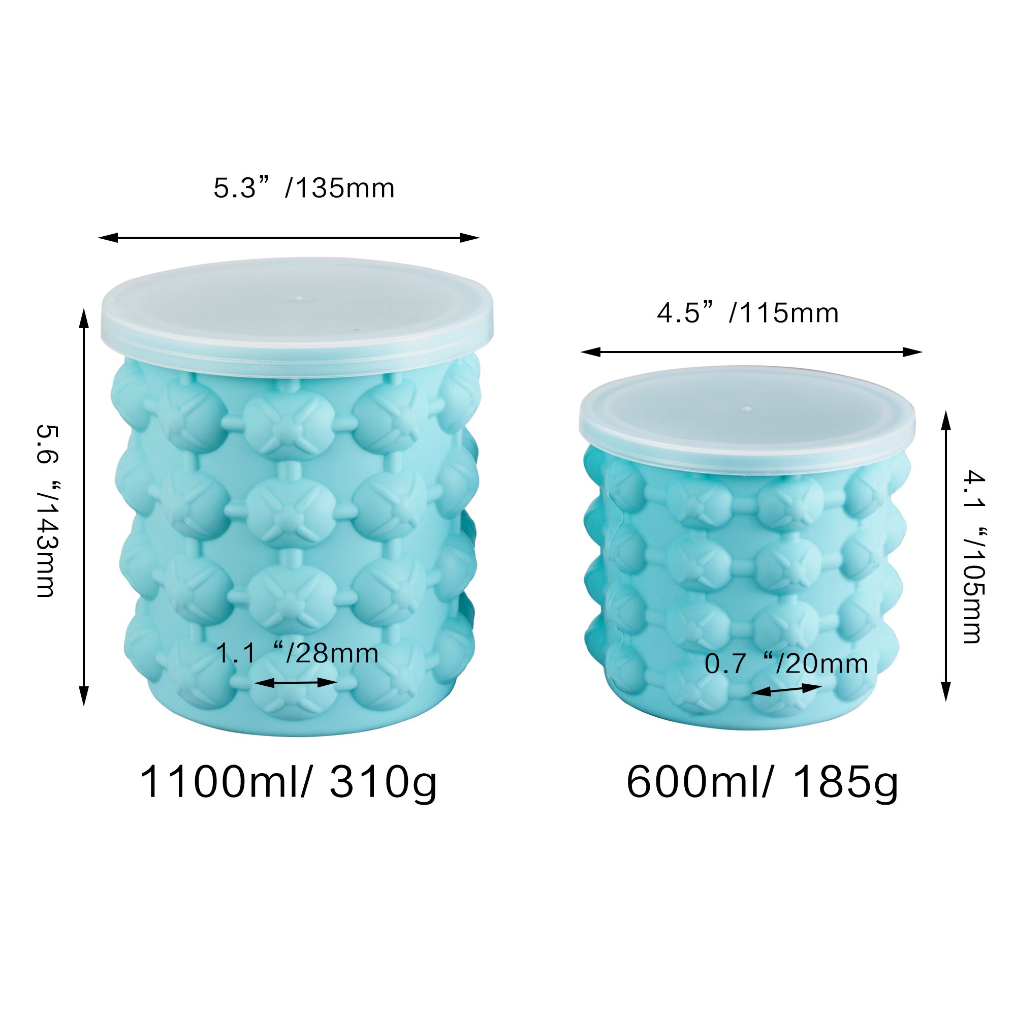 Ice Cube Mold Ice Trays Large Silicone Ice Bucket (2 in 1) Ice Cube Maker Round Portable For Whiskey，Cocktail, Beverages