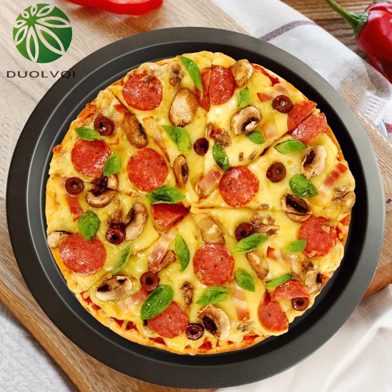 Práctica Pizza agujeros bandeja antiadherente bandeja para hornear pizzas bandeja carbono pesado redondo de acero de placa Pizza herramienta para hornear 35*1,7 cm