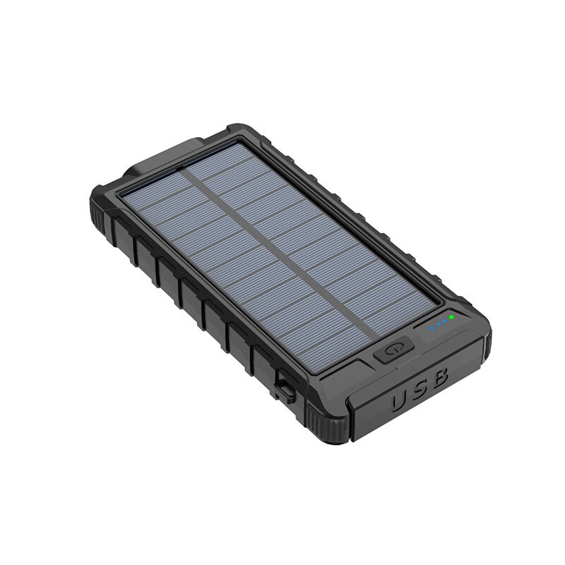 30000 mah solbatteripakke trådløs powerbank led let powerbank bærbar 4 usb mobiltelefon oplader til telefon: 20000 mah sort